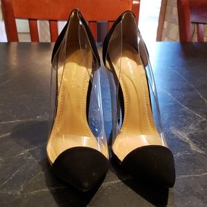 Black Suede/ Clear Size 9 Stiletto